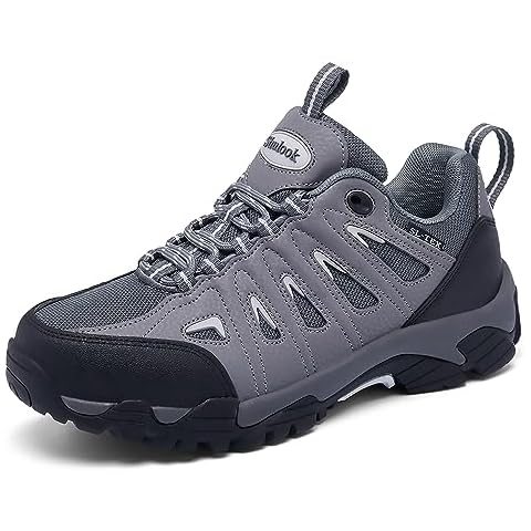 SHULOOK Hiking Shoes Women | Waterproof Shoes for Women | Comfortable & Light-Weight & Non-Slip | Women's Hiking Shoes Walking Trekking Camping Tennis Sport Sneakers Black Grey 10.5 Cover