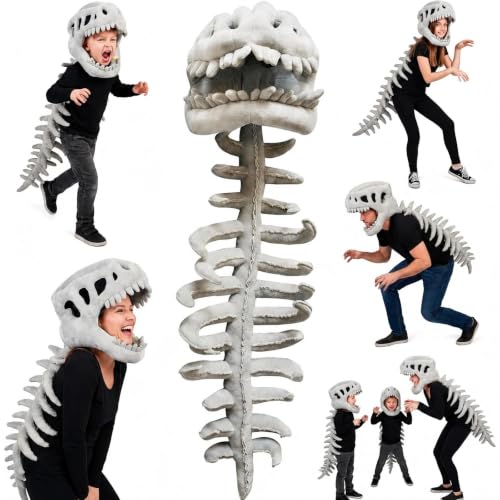 LUMIXA Dinosaur Skeleton Costume for Kids Wearable Dinosaur Skeleton Plush Costume Cozy Dinosaur Costume for Halloween Cosplay Party Dress Up & Family Matching Fun (45inches)