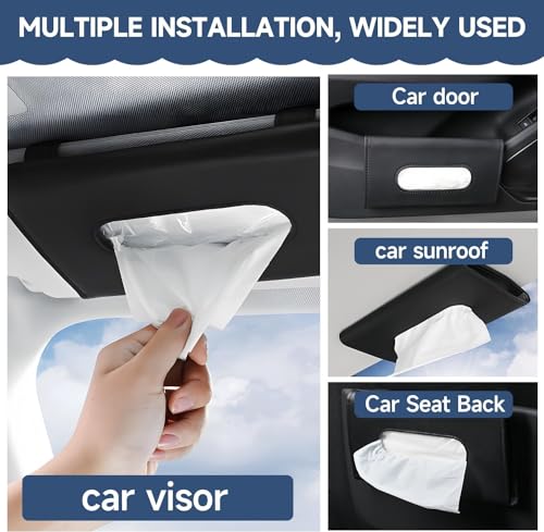 TEKCOOL Car Tissue Holder, Sun Visor Napkin Holder, Car Visor Tissue Holder, Tissue Holder for Car (Black) - Image 2 thumbnail