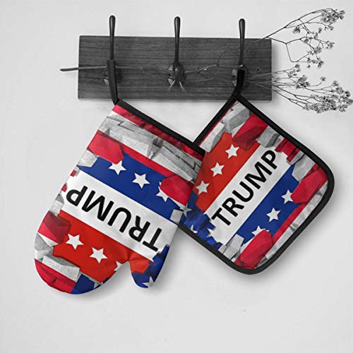 American Usa Trump Flag Oven Mitts And Pot Holders Sets Heat Resistant Kitchen Oven Gloves Mats For Holiday Cooking Baking Bbq #TOP2