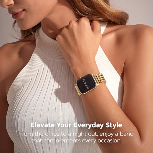 Image of My Pretty Strap - Compatible Apple Watch Band Strap, Stainless Steel Fashion iWatch Replacement Strap- Easy Resizing, No Tool Needed, Fits Most Wrists- Series 1-11, SE and Ultra