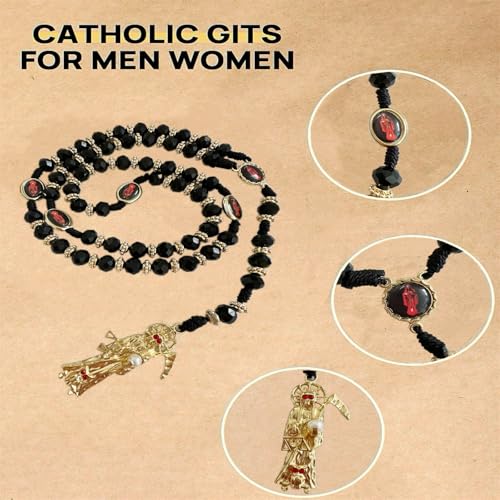 Santa Muerte Necklace Rosaries Beads Holy Death's Necklace Blessing Crafted Rosario de la santa muerte Prayer Gift For Men and Women3