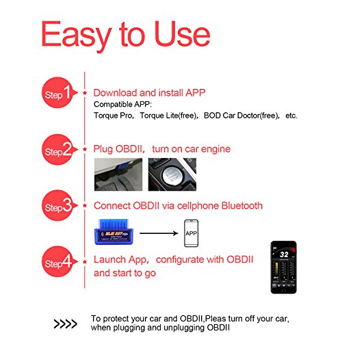 obdator Mini Bluetooth OBD2 Scanner ELM327 Automotive OBD OBDII Code Reader Car Check Engine Light Diagnostic Scan Tool for Android PC