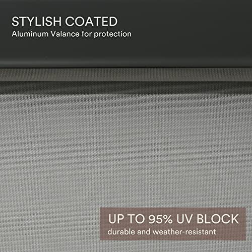 VICLLAX Premium Outdoor Roller Shade Solar Fabric Exterior Roller Shade Crank Operated with Aluminum Protective Valance(7' W X 8' L), Light Grey