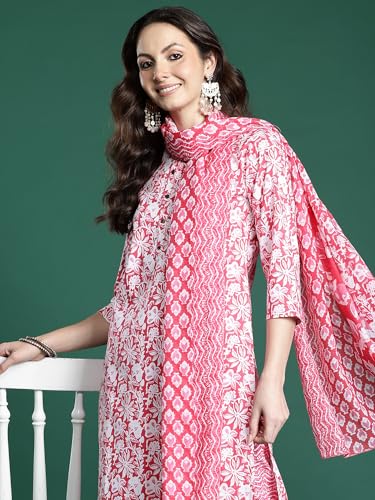 Image of INDO ERA Women Pure Cotton Kurta Set with Dupatta | Festive Suit Set, 11047