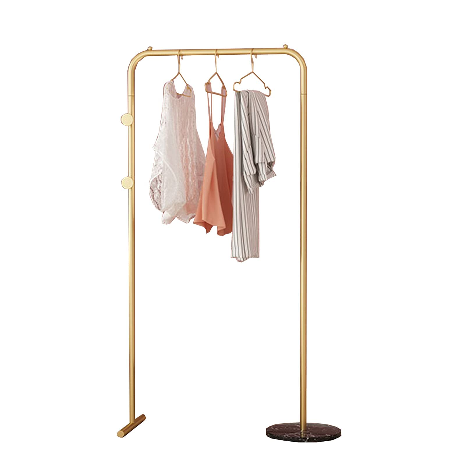 Kleiderständer Nordic Fashion Kleiderständer, bodenstehender Metallgarderobenständer und Kleiderständer mit 2 seitlichen Haken, strapazierfähiger Kleiderständer für Schlafzimmer-Einzelhandelsboutiqu