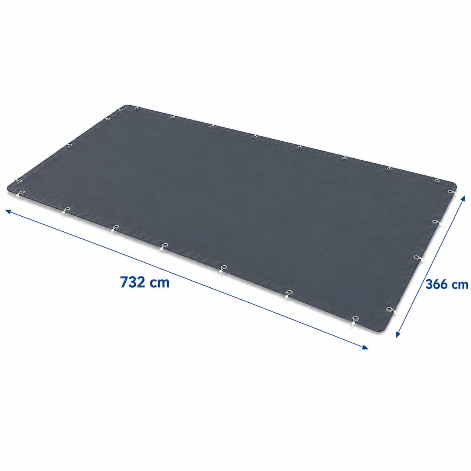 Telo Copertura Piscina Rettangolare in PVC Impermeabile, Nera, con Fori di Drenaggio e Corde di Fissaggio Incluse (732x366 cm)