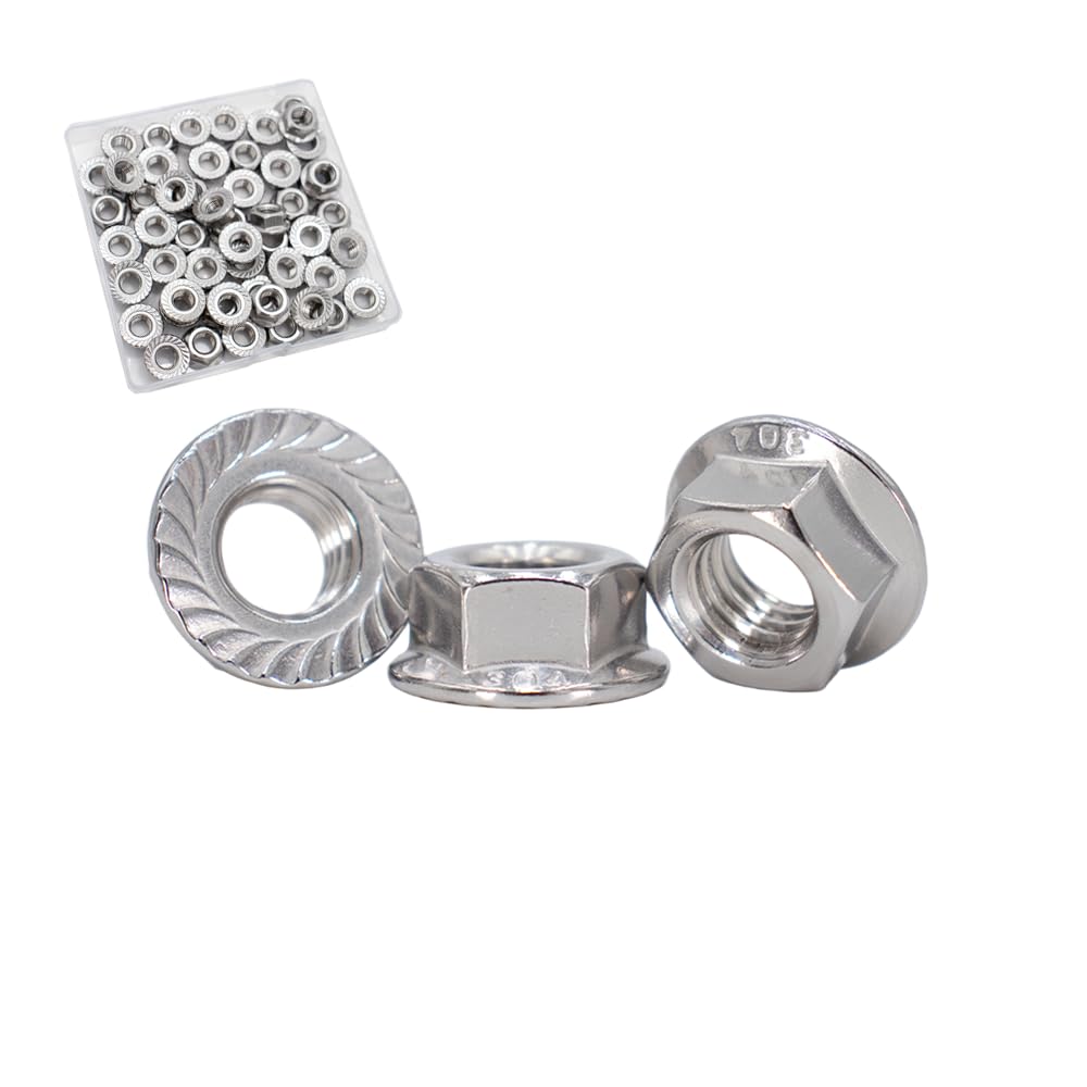 Stainless Steel Flange Nuts - 20 Pack M8 -8