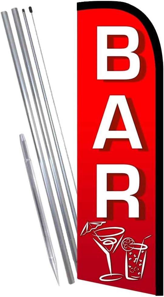Vista Flags Bar (Red/White) Windless Feather Banner Flag Kit (Flag, Pole, & Ground Mt)