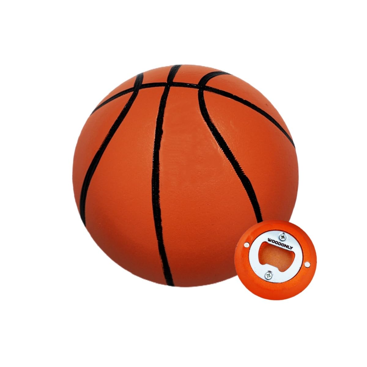 Apribottiglie in Legno a Forma di Palla con Magnete – Regali di Natale, Compleanno per Uomo, Padre, Marito, Fidanzato, Bar di Casa Accessori (Basket)