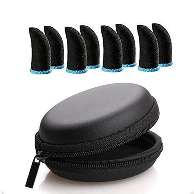 EDNITA (8 Pcs with Black Pouch) Pubg Anti-Slip Thumb Sleeve, Slip-Proof Sweat-Proof Professional Touch Screen Thumbs Finger Sleeve for Pubg Mobile Phone Game Gaming Gloves Multi Colour