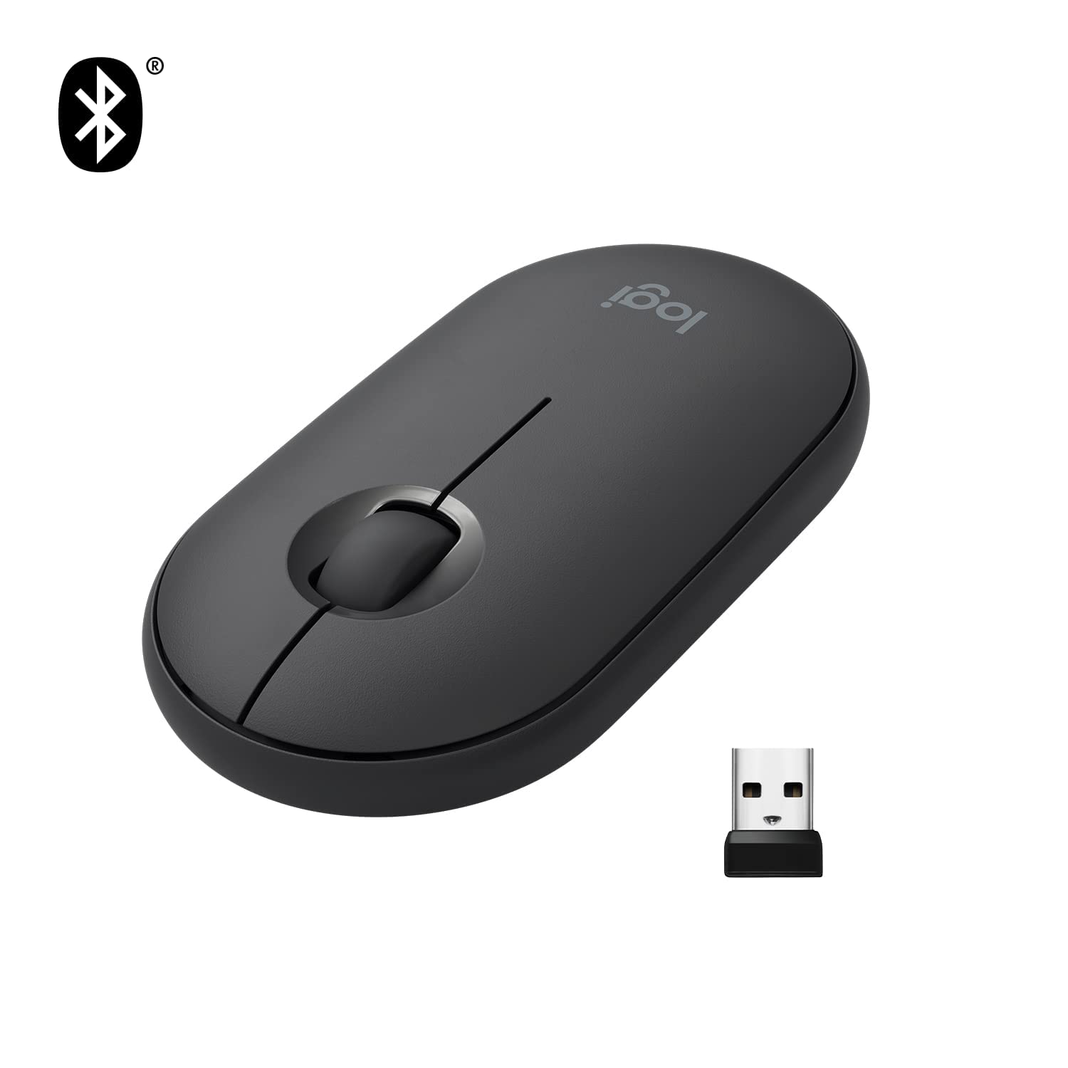 Logitech Pebble Keys 2 K380s, tastiera Bluetooth multidispositivo & Pebble Mouse wireless con Bluetooth o ricevitore da 2,4 GHz, mouse sottile per computer