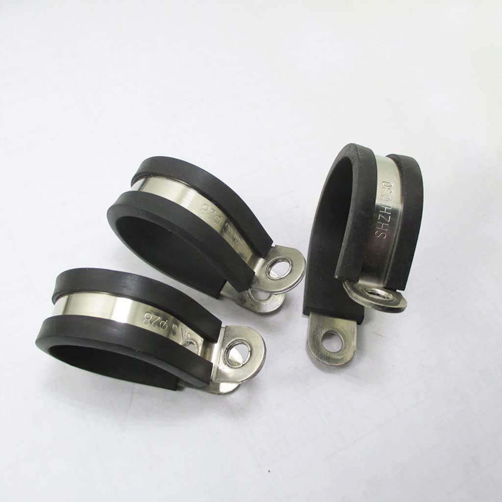 2 clip a P in acciaio inox 304 rivestite in gomma, fascette regolabili per montaggio sicuro di cavi e tubi flessibili (32 mm)