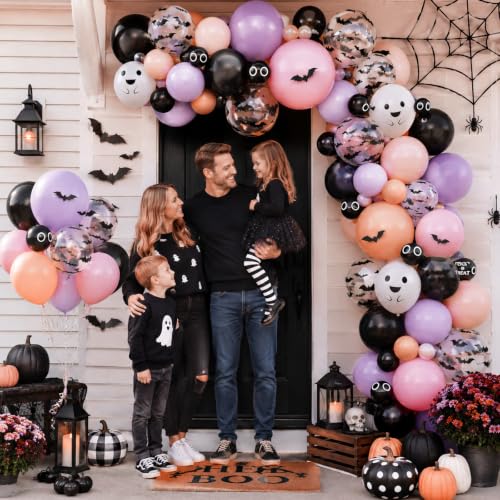 Image of Halloween Balloon Cute Ghost Pastel Pink Black Purple Orange Balloons