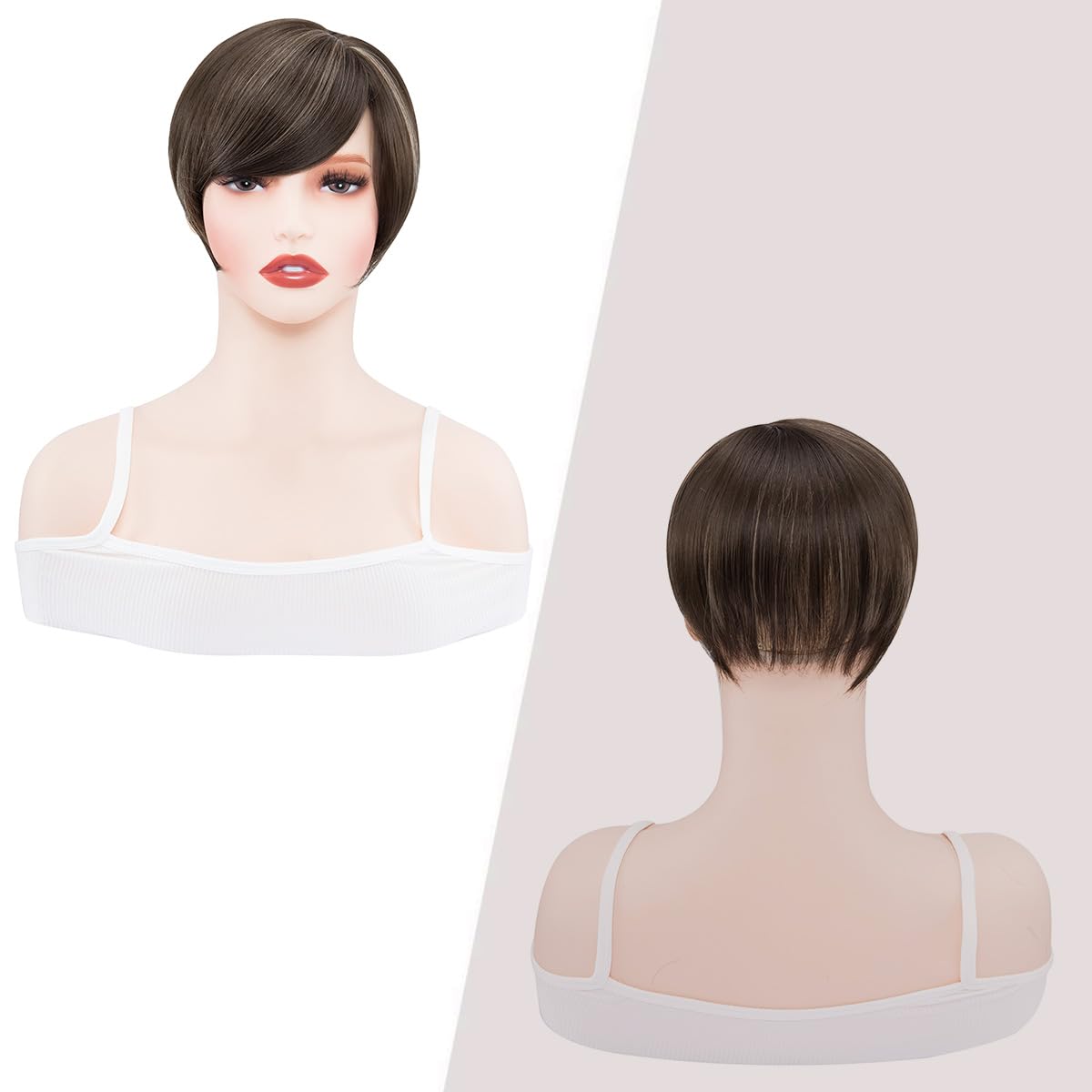 Yamel Hair Topper with Bangs 3 Clips Multi-Dimensional 7 Inches Short Synthetic Wiglets Natural Hairpieces for Thinning Hair Natural Brown mix Dark Blonde - Image 2