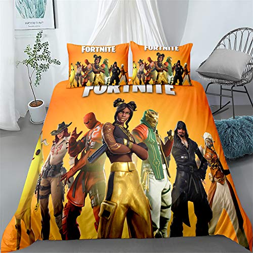 Enfunt-Home Shooting Game Duvet Cover Set Soft Lightweight Microfiber 3 Piece Bedding Set with 2 Pillowcase Kids Quilt Cover Closure Single 135 x 200 cm