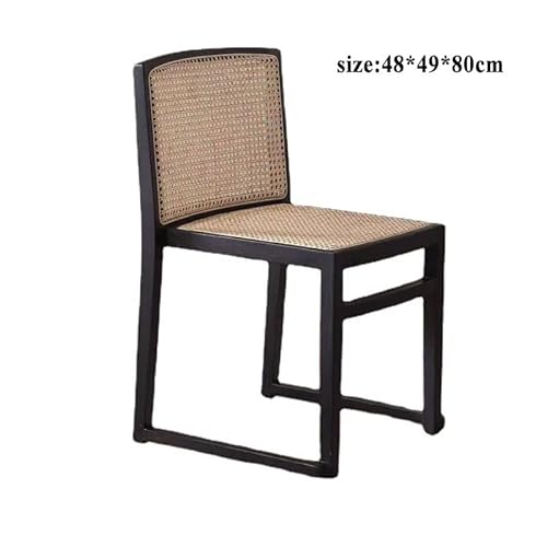 Solid Wood Rattan Chair, Household Backrest Rattan Chair, Modern Wooden Sofa Chair, For Living Room Bedroom Patio Poolside Study Room Garden Indoor Outdoors (Color : Walnut, Size : 48 * 49 * 80Cm) #TOP6