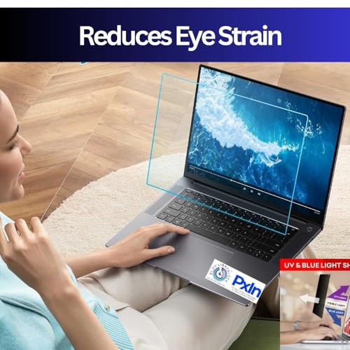 Image of Pxin Blue Light Blocking Screen Protector Compatible with MacBook Pro 16 inch 2021 M1 Pro /M1 Max A2485, Anti-Blue Light Blocking & Anti-Glare Laptop Screen Protector