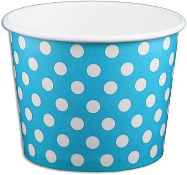 12 oz Yogurt Paper Cups- 1000 Count Polka Dot- Blue
