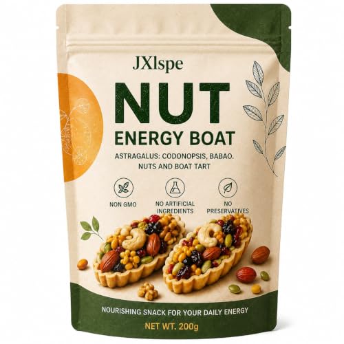 Astragalus and Codonopsis Eight-Treasure Nut Tart, Nut Boat Crisp Snack, Made with Premium Nuts & Dried Cranberries, Individually Wrapped Crispy Treat, No Artificial Colors or Preservatives, 200g-7.05oz (1 bag)