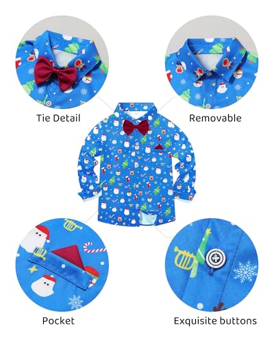 Image of DISAUR Boys Dress Clothes Wedding Ring Bearer Outfit Boy Formal Suits Dress Shirt with Bow Tie +Suspender Pants Set