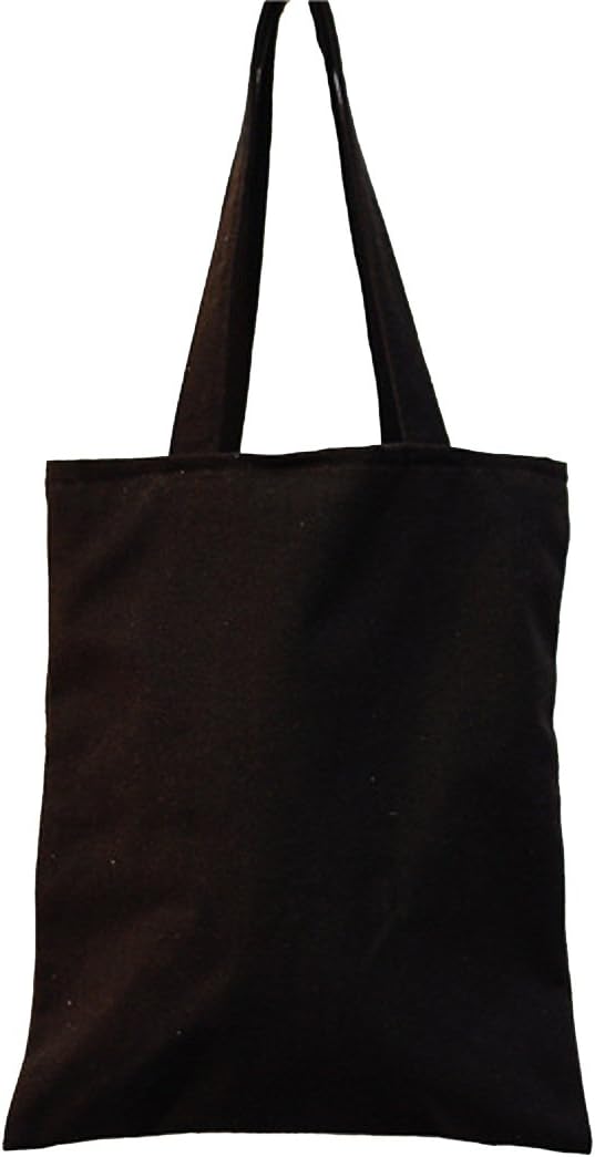Nuni Unisex DIY Plain Solid Black Canvas Tote Bag, Black/ Zip Closure, Medium