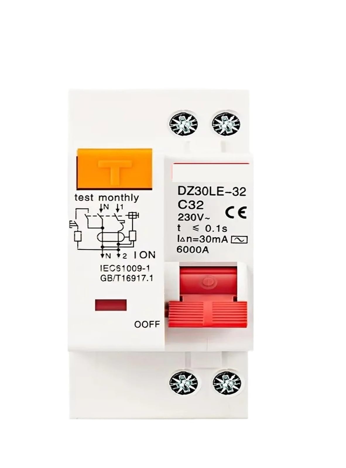 Disyuntor 1P+N 63A AC 230V con protección contra cortocircuito para carril DIN doméstico 4