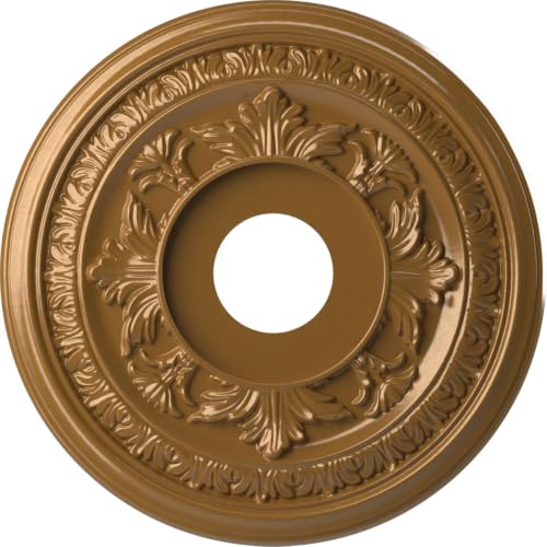 Image of Ekena Millwork CMP16BADVG Baltimore Thermoformed PVC Ceiling Medallion (Fits Canopies up to 6 1 /2 inch), 16 inchOD x 3 1 /2 inchID x 1 inchP, Universal Aged Metallic Vintage Gold