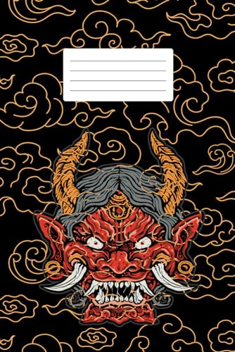 Notebook College Ruled Japanese folklore oni theme: | Wide Lined Paperback| school schedule |6"x 9"| white paper (French Edition)