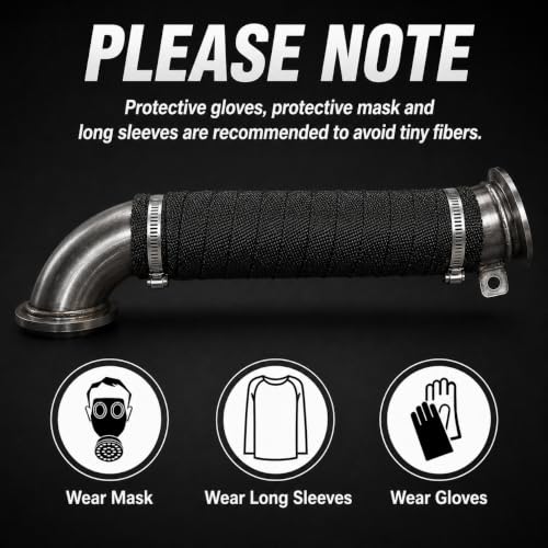 Image of 2 inch x 16 Ft Black Exhaust Heat Wrap Kit for Motorcycle Car - Fiberglass Header Wrap Heat Shield Tape with 6 Stainless Steel Ties & 2 Adjustable Clamps - Reduces Under-Hood Heat (50mm x 5m)