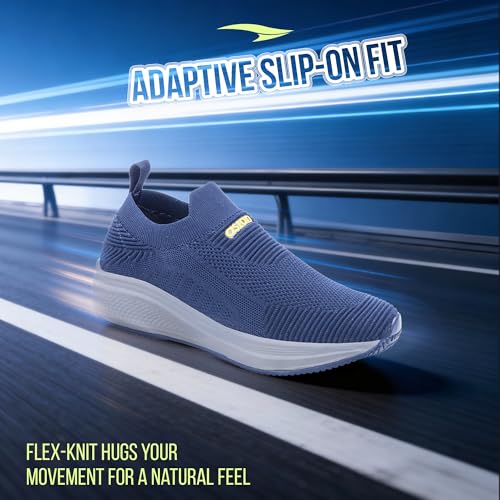 Image of ASIAN Storm-42 Men's Walking Shoes with Breathable Knit Shoe, Lightweight Cushioned Sole, Soft Sock-Like Fit, Flexible Slip Ons with Without Laces Comfort & Steady Grip | Ideal, Office & Travel Navy