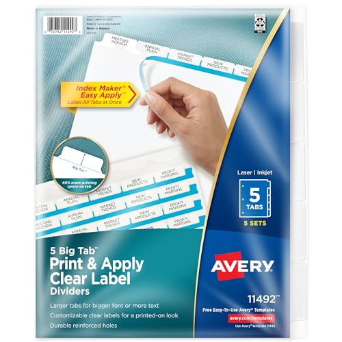 Avery 11492 intercalaire blanc format Letter pour indexation rapide