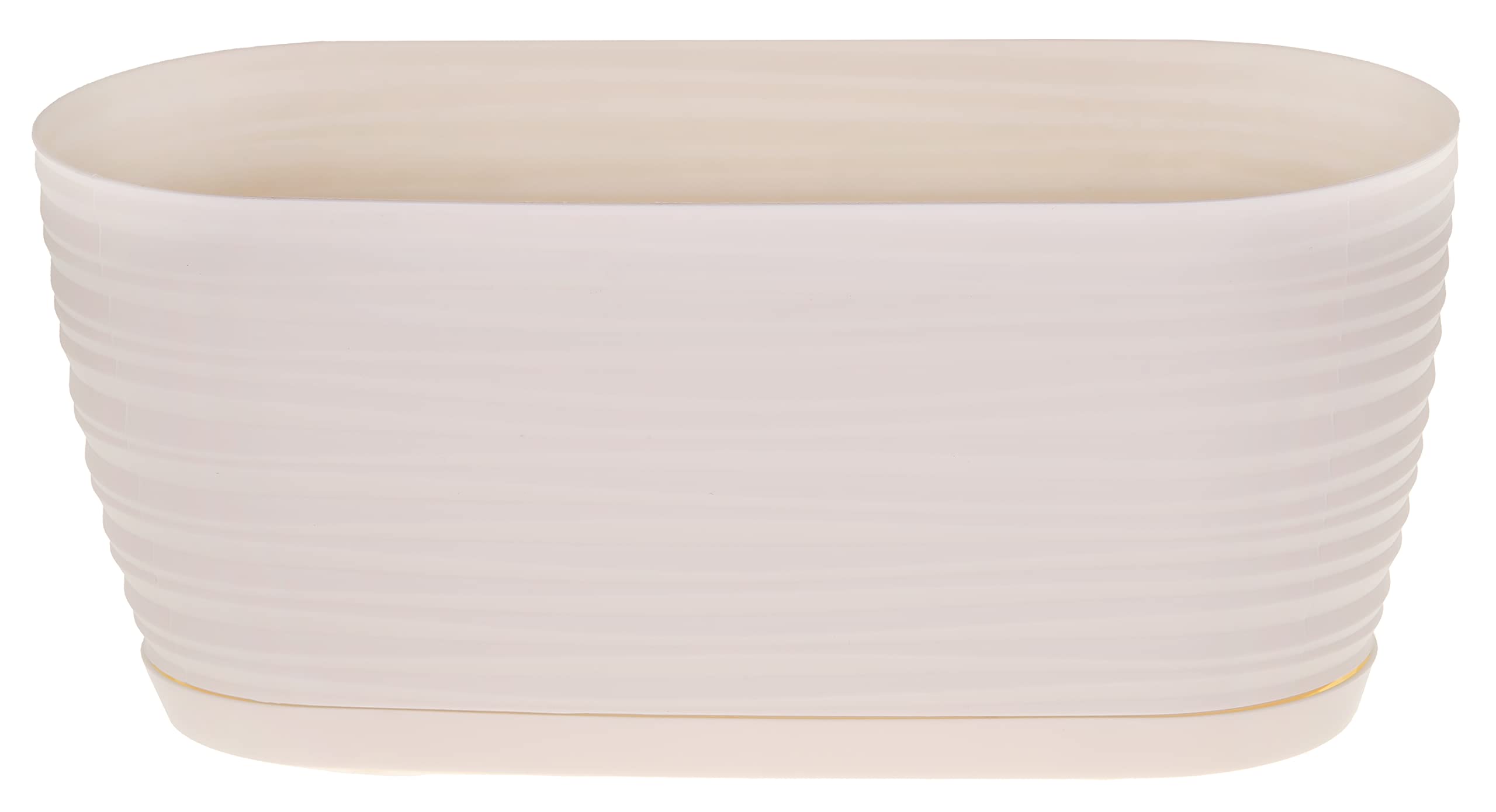 SPARKLE PLANTS Sahara Indoor Plant Pots – Modern Oval Plastic Flower Pots with Drainage Hole & Saucer – 7 Sizes, 8 Colours for Succulents, Herbs, Flowers & Houseplants (27 cm, Cream, Oval)