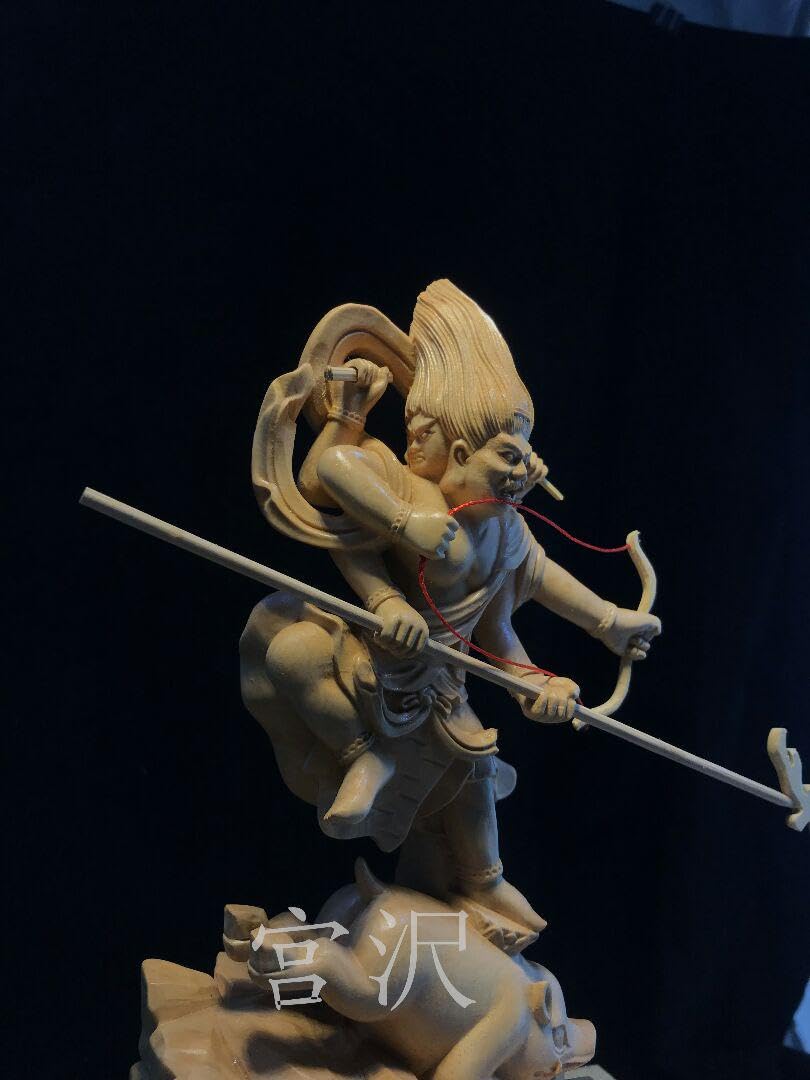 Amazon.co.jp: 稀少珍品 摩利支天像 仏教工芸品 仏師彫り 木彫仏像 