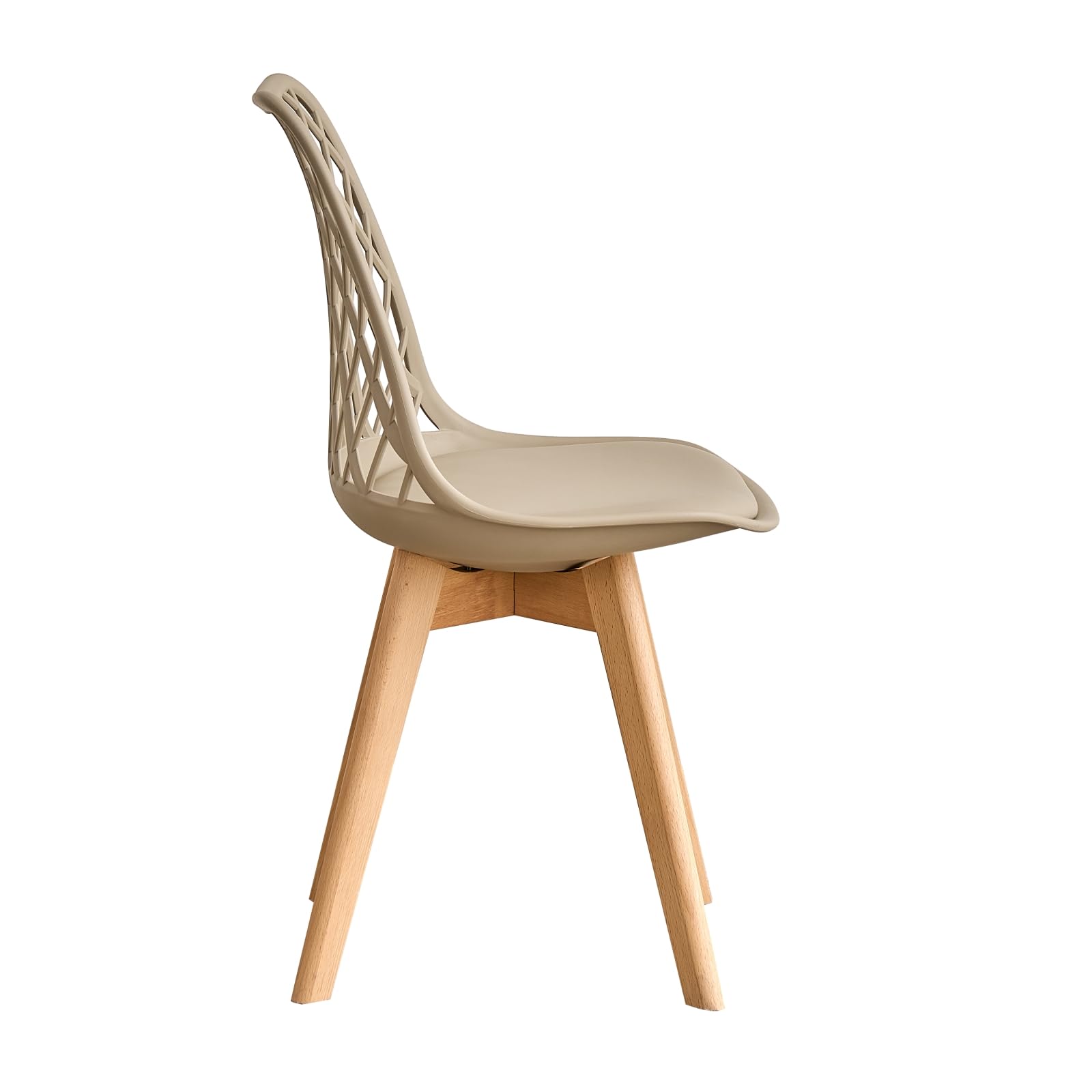 GrandCA HOME Lot de 6 Chaises de Salle à Manger, Chaises de Cuisine Modernes avec Assises en Cuir et Pieds en Hêtre, Idéales pour La Cuisine et La Salle à Manger - Kaki
