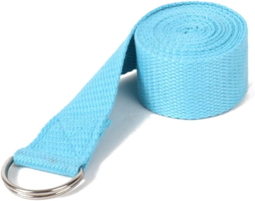 Durable Sky Blue Yoga Strap Adjustable D Ring Buckle for Stretching Fitness Soft Cotton Material for Improved Flexibility Muscle Toning Lightweight Portable