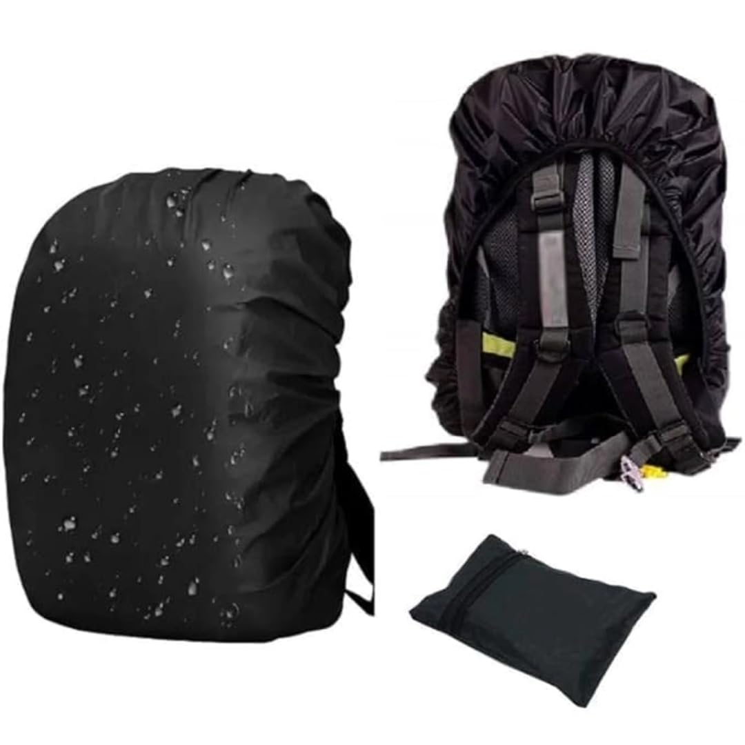 HB MANIYA Bag Cover Waterproof Rain Cover for Backpack Bags, Rainproof Dust Proof Protector Elastic Adjustable for Trekking & Laptop, School Bag Cover, with Pouch Free Size Heavy(BLACK)-picture-31