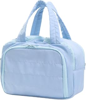 Waterproof Travel Makeup Bag Large Capacity Cosmetic Pouch with Handles | Waterproof travel makeup bag, dual main compartments, partition storage and comfortable soft carrying handles