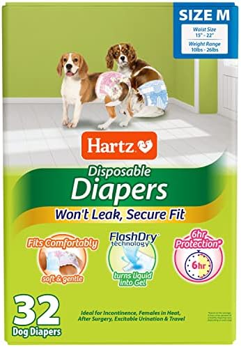 Disposable Dog Diapers with FlashDry Gel Technology - M, 32 Count