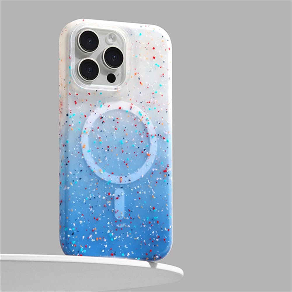Coque en silicone liquide pour iPhone 15 Pro Max magnétique avec motif étoilé bleu - 8