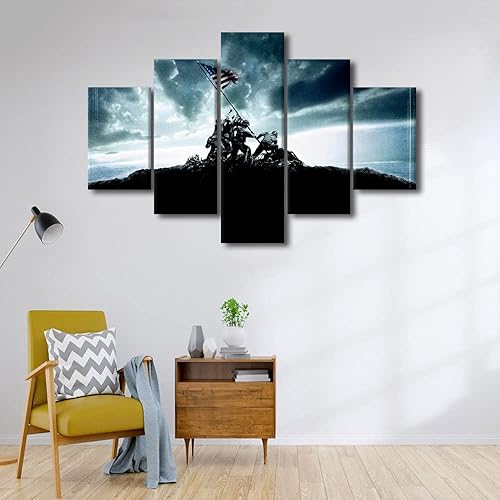 Miniatura 2 de TUMOVO Cuadros en lienzo con bandera de Estados Unidos, bandera de Estados Unidos, la Segunda Guerra Mundial, arte de pared para dormitorio,