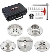 DEEFIINE 4 Inch Wood Lathe Chuck Set 1" x 8TPI Thread & 3/4"x16TPI Adapter, Nickel Plated Self-Ce...