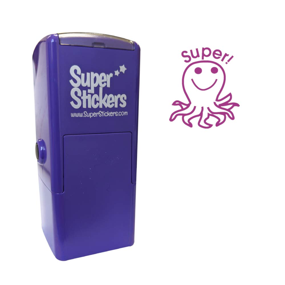 SuperStickers 'Super' Octopus Pre Inked Stamper for Marking in Purple Ink.