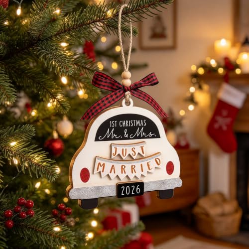 Our First Christmas Married Ornament 2026, Bridal Shower Gifts, Mr and Mrs | Newly Wed Gifts For The Couple, First Year Married Christmas Ornaments 2026, Wedding Ornament, Just Married, 1st - image 7
