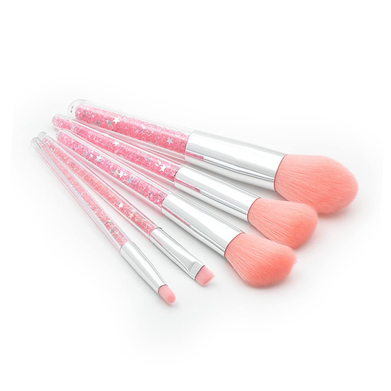 FRCOLOR Set di 10 pennelli professionali per make-up da viaggio, pennelli per make-up con diamantini, pennelli per il trucco, per il trucco, per il viso, per il trucco, da viaggio, con cristalli rosa