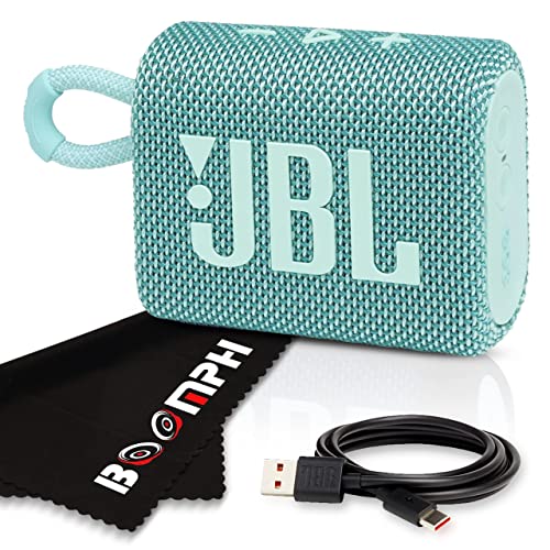 JBL Go 3 Portable Bluetooth Wireless Speaker, IP67 Waterproof and Dustproof Built-in Battery - Teal - Boom h's Comprehensive Ultimate Performance Cloth Solution for Your On-The-Go Sound Experience
