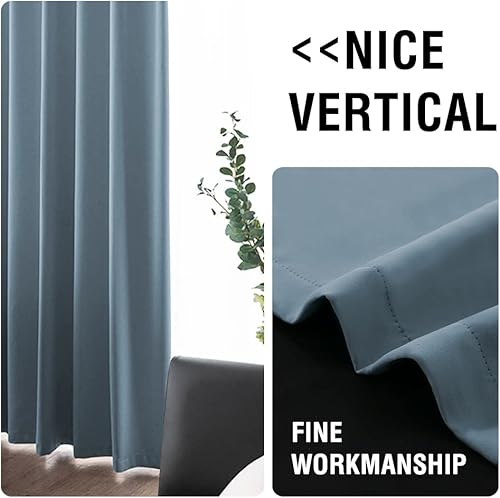 Miniatura 7 de H.VERSAILTEX Paneles de cortina 100% opacas de 45 pulgadas de largo, con aislamiento térmico, cortinas opacas con forro para dormitorio, dos capas,