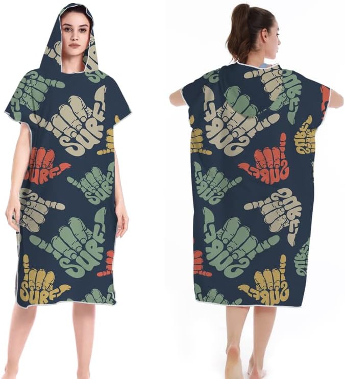 Poncho de surf cambiador con capucha, toalla de playa, traje de neopreno de secado rápido, absorbente, manta de microfibra con bolsillo frontal para