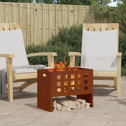 Brasero marron en acier 50x30x40 cm pour chauffage de jardin et terrasse moderne