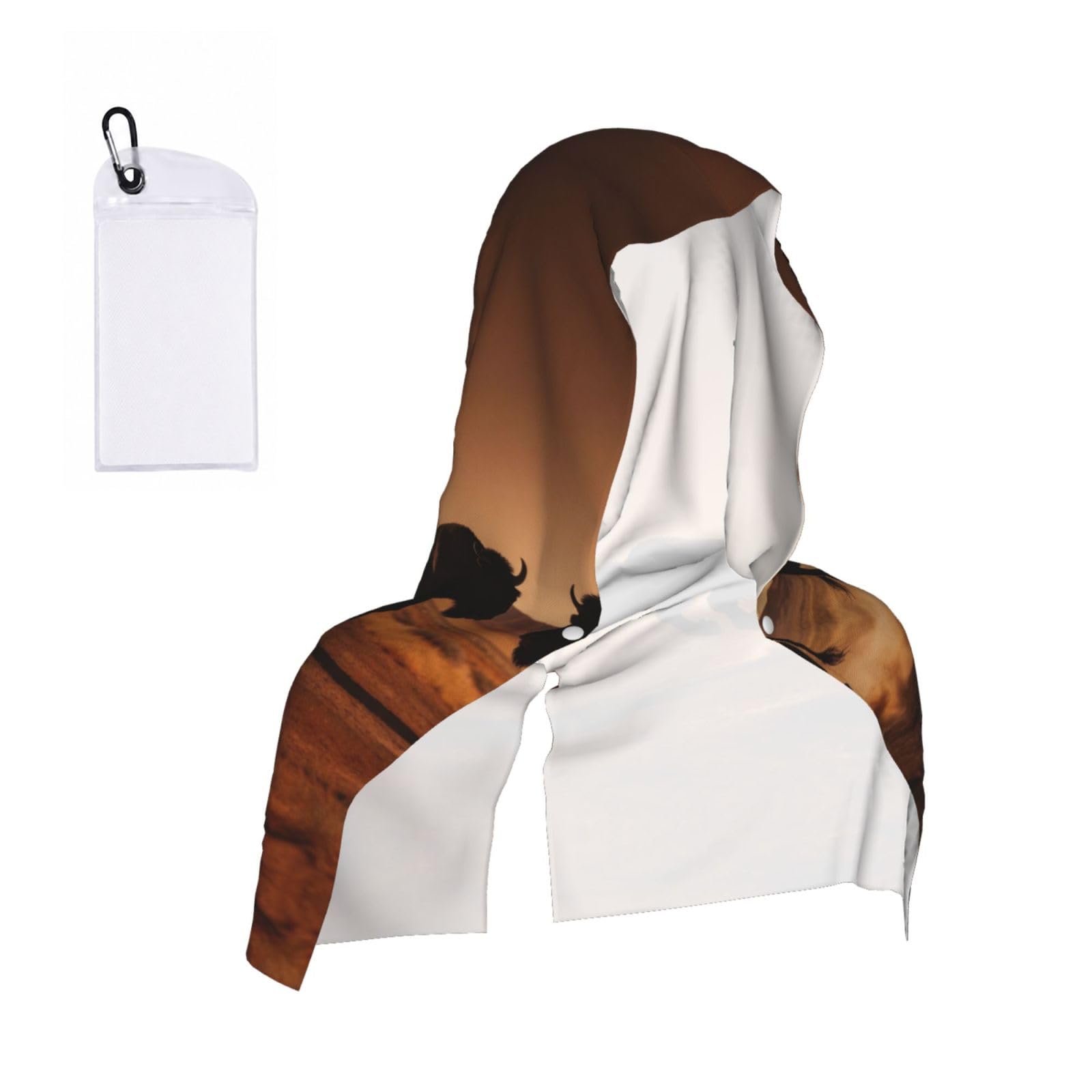 CNTDBU Running Buffalo Herd Cooling Towel Hooded-Instant Chill Neck Cover for Sports, UV Cooling Rag for Running Gym